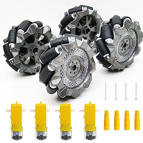 DWWTKL DIY Mecanum Robot Kit - 4WD Omnidirectional Wheels & Motors (4Pcs Wheels, 4Pcs TT Motor) - Image 1