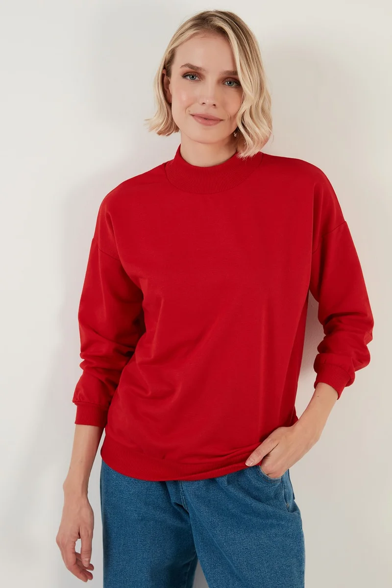 Lela High Collar Basic Knitted Sweat Women's Sweat 5863323
