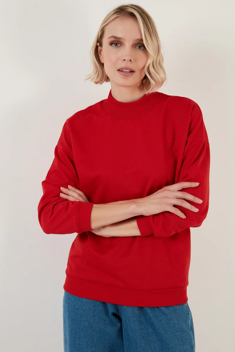Lela High Collar Basic Knitted Sweat Women's Sweat 5863323