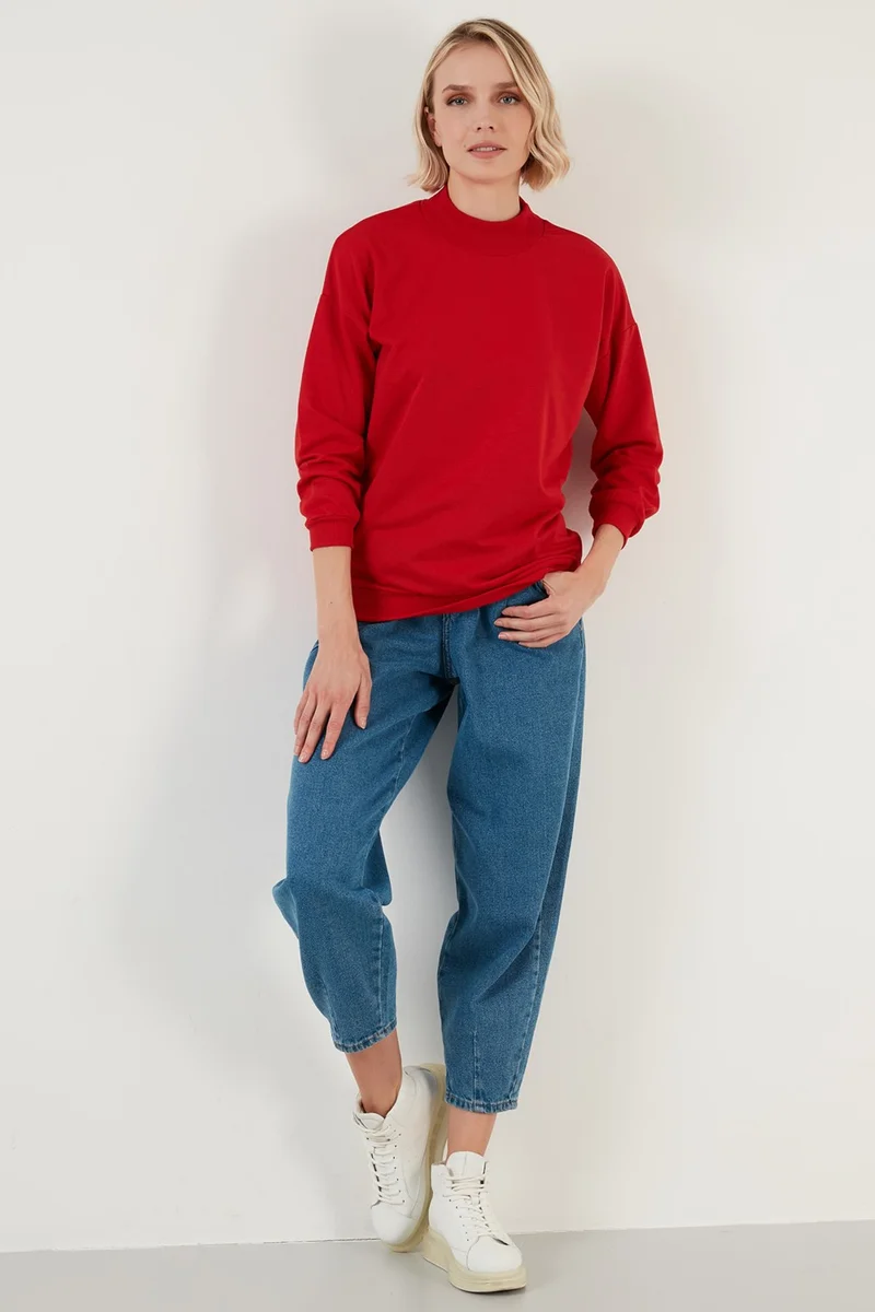 Lela High Collar Basic Knitted Sweat Women's Sweat 5863323