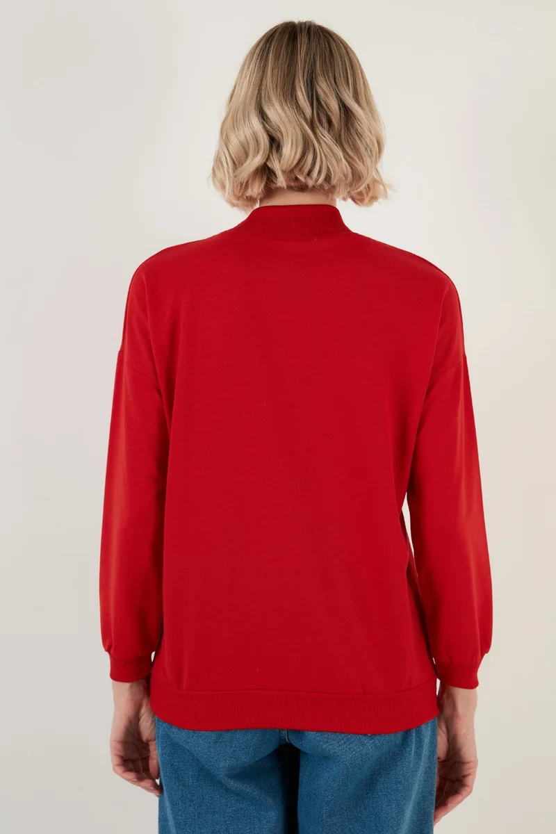 Lela High Collar Basic Knitted Sweat Women's Sweat 5863323