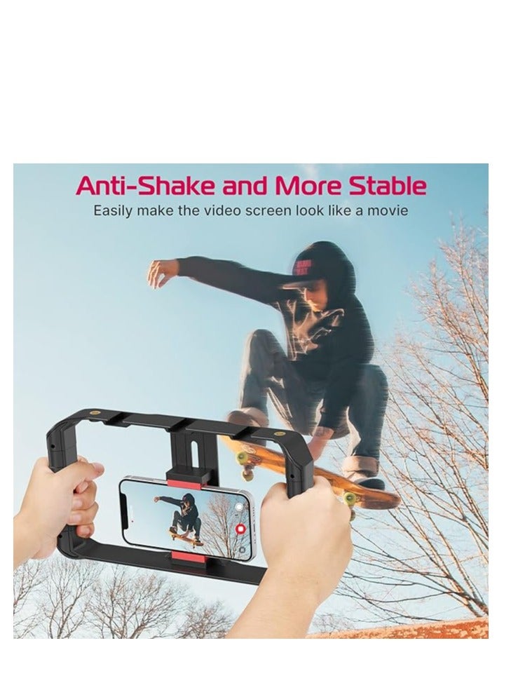 U-Rig Pro Smartphone Video Rig Handheld Phone Stabilizer Filmmaking Cage with 3 Cold Shoe Mounts Video Stabilizer for iPhone 15 14 13 12 11 Pro Max/Samsung S22 S23 Ultra/Huawei Mate 60 - Image 5