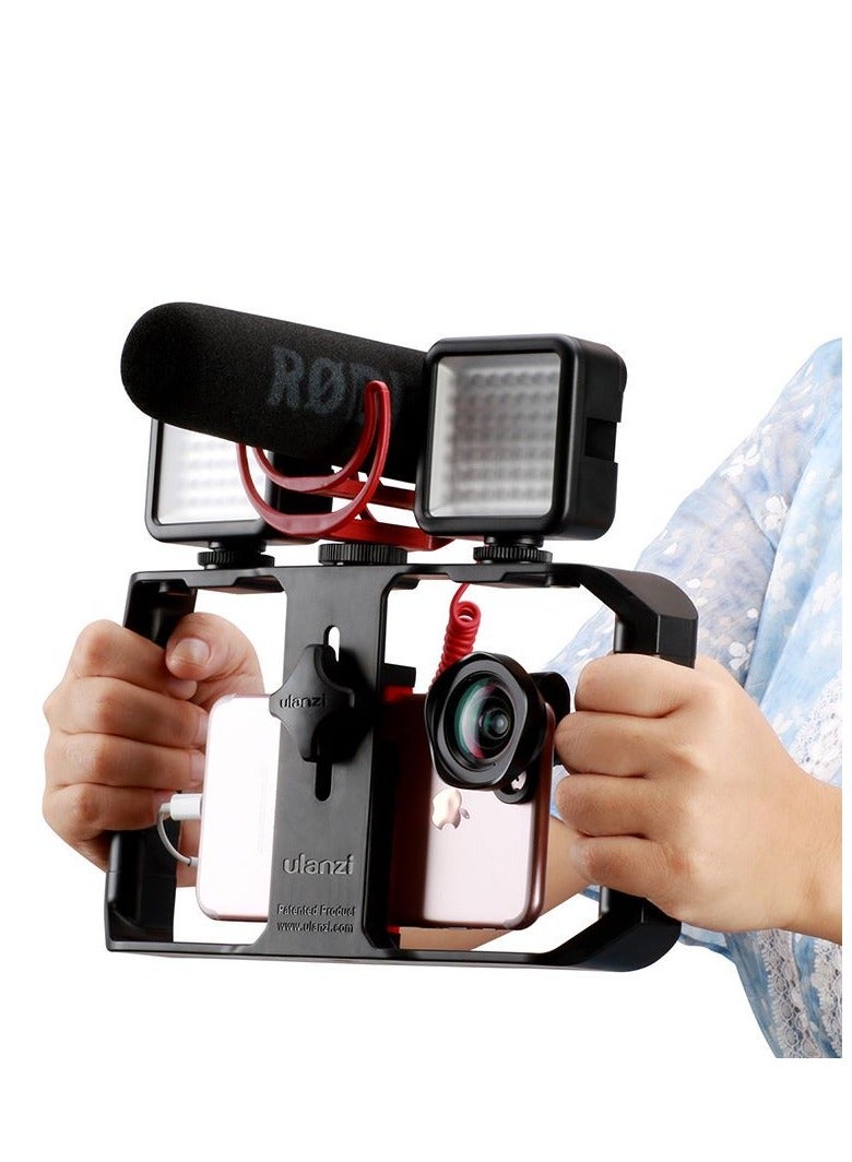 U-Rig Pro Smartphone Video Rig Handheld Phone Stabilizer Filmmaking Cage with 3 Cold Shoe Mounts Video Stabilizer for iPhone 15 14 13 12 11 Pro Max/Samsung S22 S23 Ultra/Huawei Mate 60 - Image 1