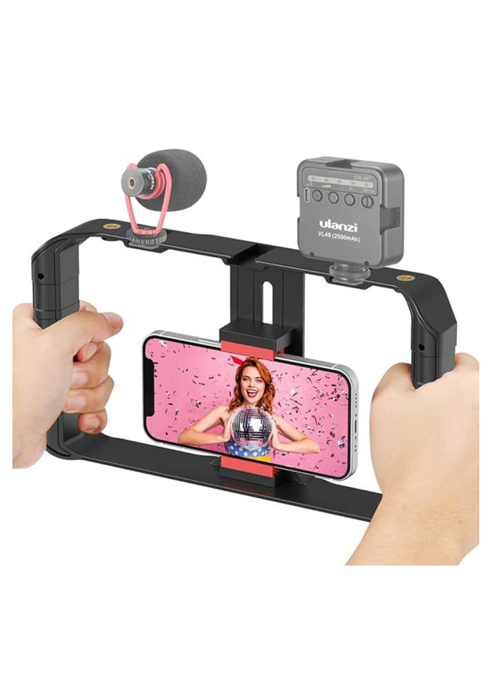 U-Rig Pro Smartphone Video Rig Handheld Phone Stabilizer Filmmaking Cage with 3 Cold Shoe Mounts Video Stabilizer for iPhone 15 14 13 12 11 Pro Max/Samsung S22 S23 Ultra/Huawei Mate 60 - Image 3