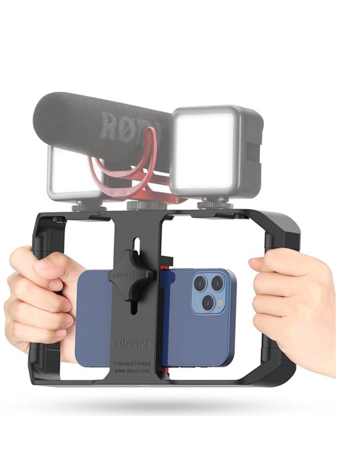 U-Rig Pro Smartphone Video Rig Handheld Phone Stabilizer Filmmaking Cage with 3 Cold Shoe Mounts Video Stabilizer for iPhone 15 14 13 12 11 Pro Max/Samsung S22 S23 Ultra/Huawei Mate 60 - Image 2