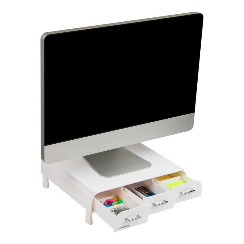 Mind Reader PC Laptop IMAC Monitor Stand and Desk Organizer White