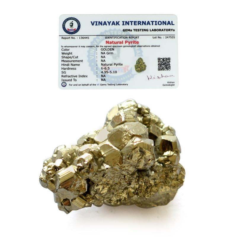 Crystu AAA Natural Certified Pyrite Rough Stone Pyrite Stone Original Pyrite Raw Stone Pyrite Raw Cluster from Peru Weight 60 gram - Image 1