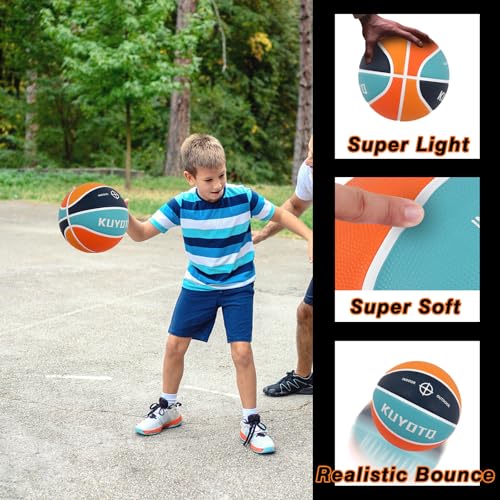 KUYOTQ Size 4 Kids/Youth Basketball 25.5" Vibrant Color, Durable High-Bounce Thickened Rubber Youth Basketball for in&Outdoor Play, for Boys & Girls Ages 3-8 (Deflated) - Image 3