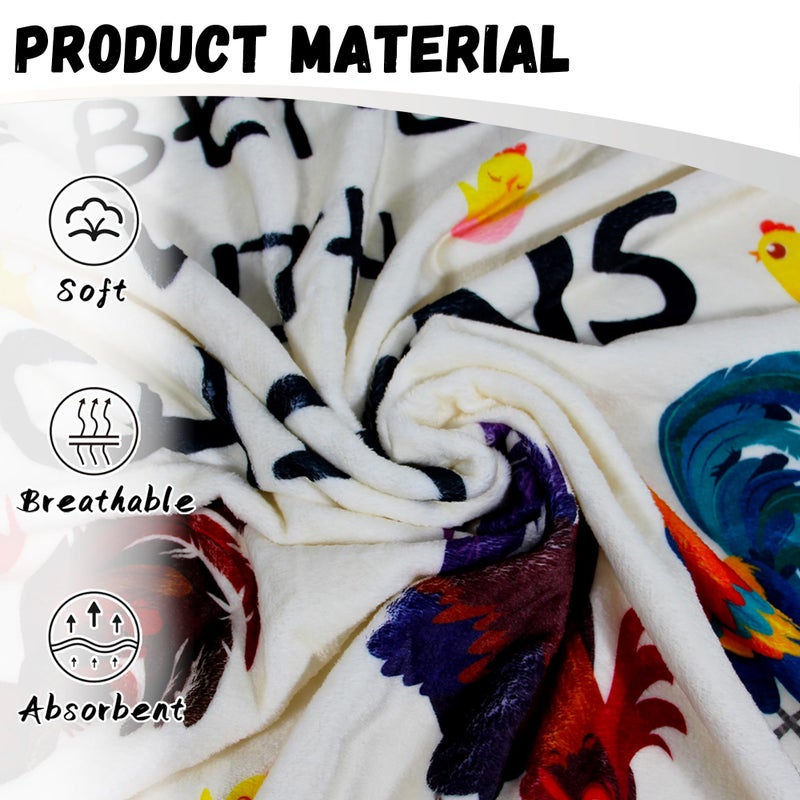 Seimip Chicken Blanket for Girl Cute Chicken Flannel Blanket 60""x50"" Chicken Throw Blankets for Adult Women Rooster Decorative Kids Fleece Blankets Funny Chicken Gift Cozy Soft Plush Blanket - Image 3