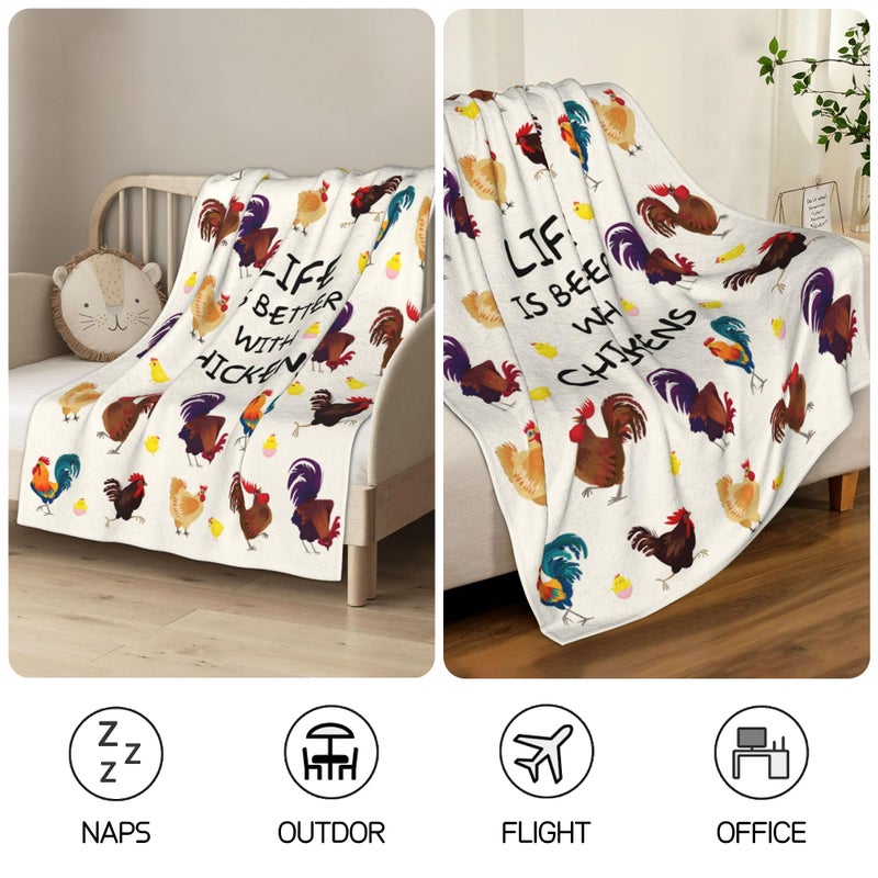 Seimip Chicken Blanket for Girl Cute Chicken Flannel Blanket 60""x50"" Chicken Throw Blankets for Adult Women Rooster Decorative Kids Fleece Blankets Funny Chicken Gift Cozy Soft Plush Blanket - Image 5