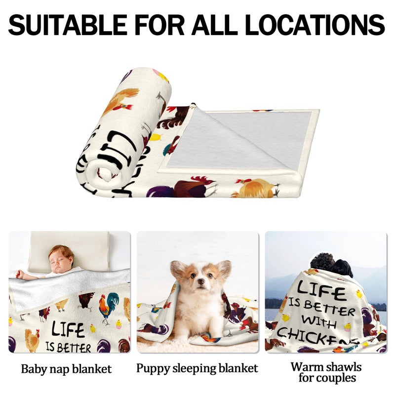 Seimip Chicken Blanket for Girl Cute Chicken Flannel Blanket 60""x50"" Chicken Throw Blankets for Adult Women Rooster Decorative Kids Fleece Blankets Funny Chicken Gift Cozy Soft Plush Blanket - Image 4