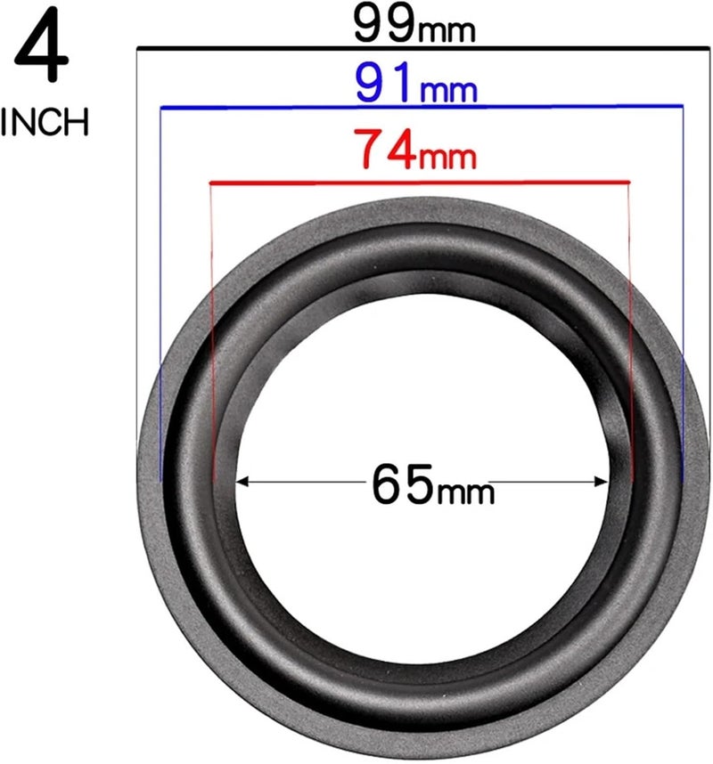 Versatile 10pcs Woofer Speaker Repair Parts Rubber Surround Edge Folding Ring Subwoofer(100~300mm)(4 INCH) - Image 2