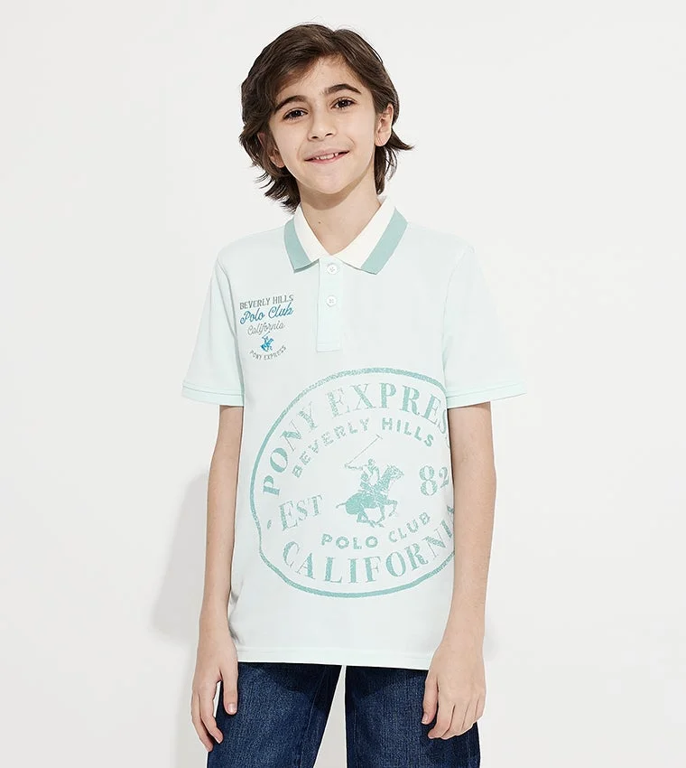 بيفرلي هيلز بولو كلوب تيشيرت بولو بأكمام قصيرة مطبوع من بيفرلي هيلز بولو كلوب