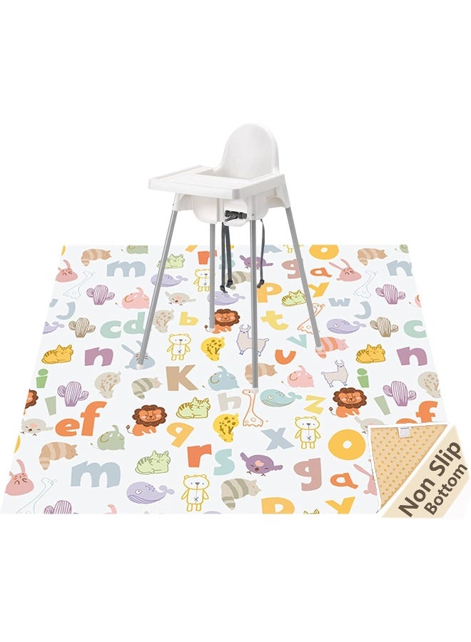 Womumon WOMUMON Highchair Floor Mat, Baby Splat Mat for Under High Chair/Arts/Crafts, Waterproof Spill Mat Non-Slip Splash Mat, Washable Mess Mat and Table Cloth (Alphabet) - Image 1