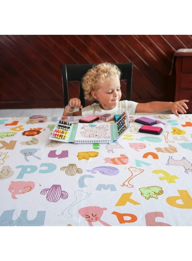 Womumon Baby Splat Mat for Under High Chair and Arts and Crafts, 51" Waterproof Wipeable Floor Protector, Anti-Slip Washable Splash Mat - Image 5