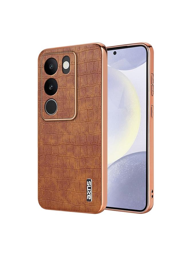 The Bros Case For vivo V29 / V29 Pro Electroplated Frame Crocodile Texture Full Coverage Phone Case