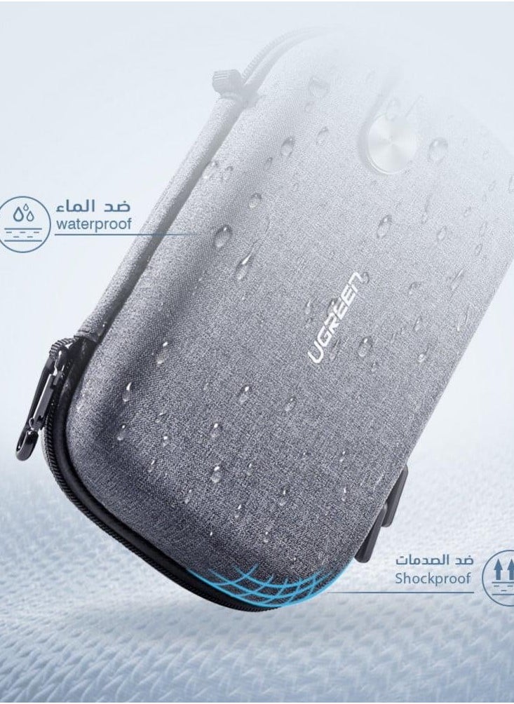 يو جرين حقيبة الإلكترونيات، حقيبة الملحقات التقنية، حقيبة المنظم لإلكترونيات السفر، الحقيبة المنظمة المقاومة للماء للصدمات المتوافقة مع الشاحن، كابلات الشحن، محرك أقراص فلاش، سماعات الرأس، إلخ رمادي  - Image 1