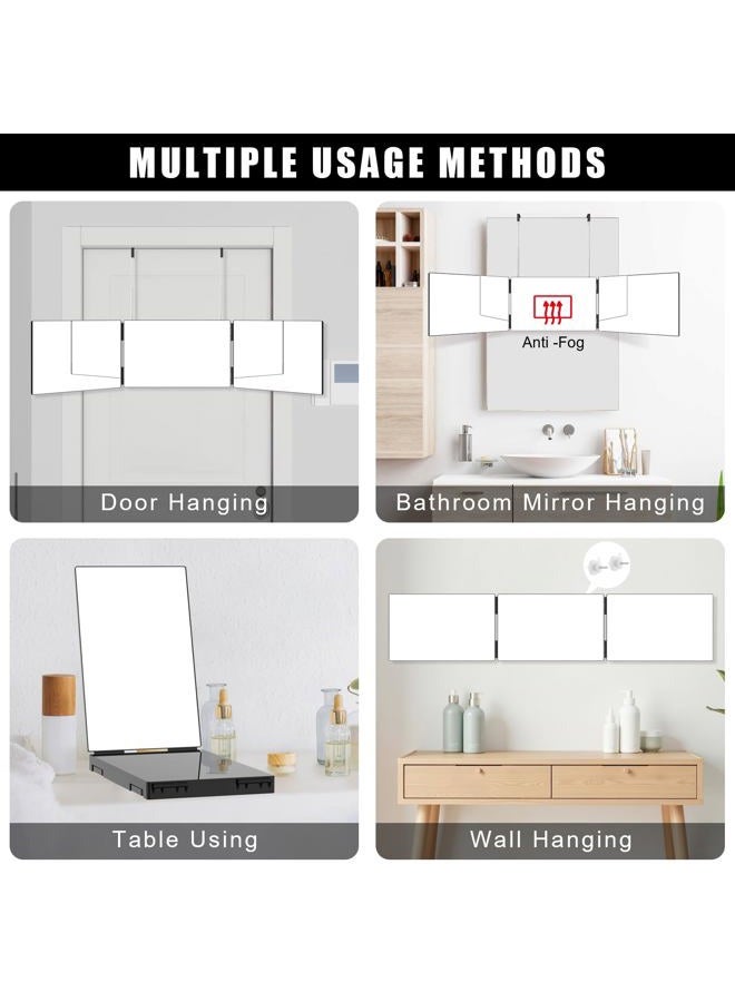 OLIBUY 3 Way Mirror for Hair Cutting, Tri-fold Mirror for Shaver and Makeup, Height Adjustable with Two Hold Nails Self Haircut Mirror can as a Gift for Men or Women - Image 3