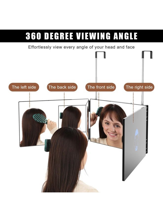 OLIBUY 3 Way Mirror for Hair Cutting, Tri-fold Mirror for Shaver and Makeup, Height Adjustable with Two Hold Nails Self Haircut Mirror can as a Gift for Men or Women - Image 1