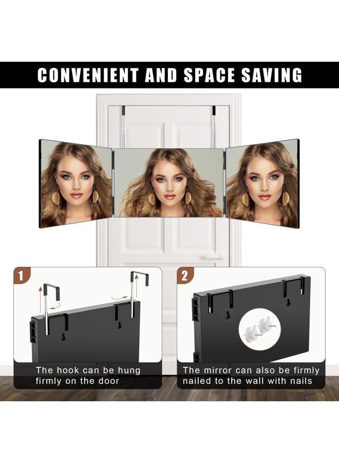 OLIBUY 3 Way Mirror for Hair Cutting, Tri-fold Mirror for Shaver and Makeup, Height Adjustable with Two Hold Nails Self Haircut Mirror can as a Gift for Men or Women - Image 4