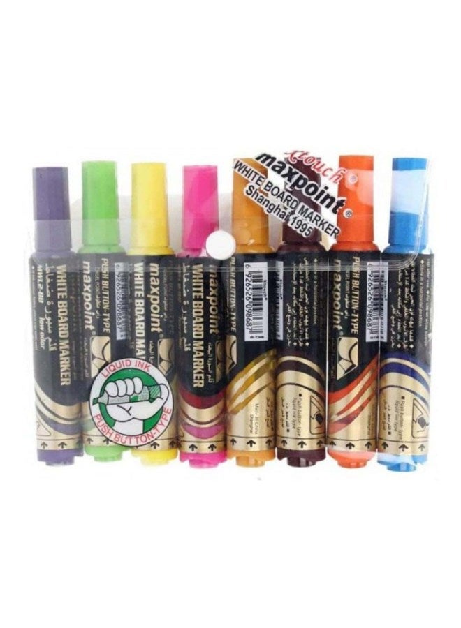 8-Piece Maxpoint Dry Erasable Whiteboard Marker Pens Multicolour