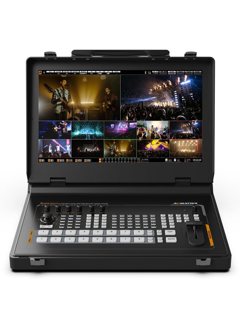 AVMATRIX Shark S8X Plus Professional 17.3 Inch Portable Video Switcher with 8 Channel SDI HDMI Inputs Full HD IPS Display NDI RTMP SRT Streaming Recording Chroma Key PTZ Control - Image 1