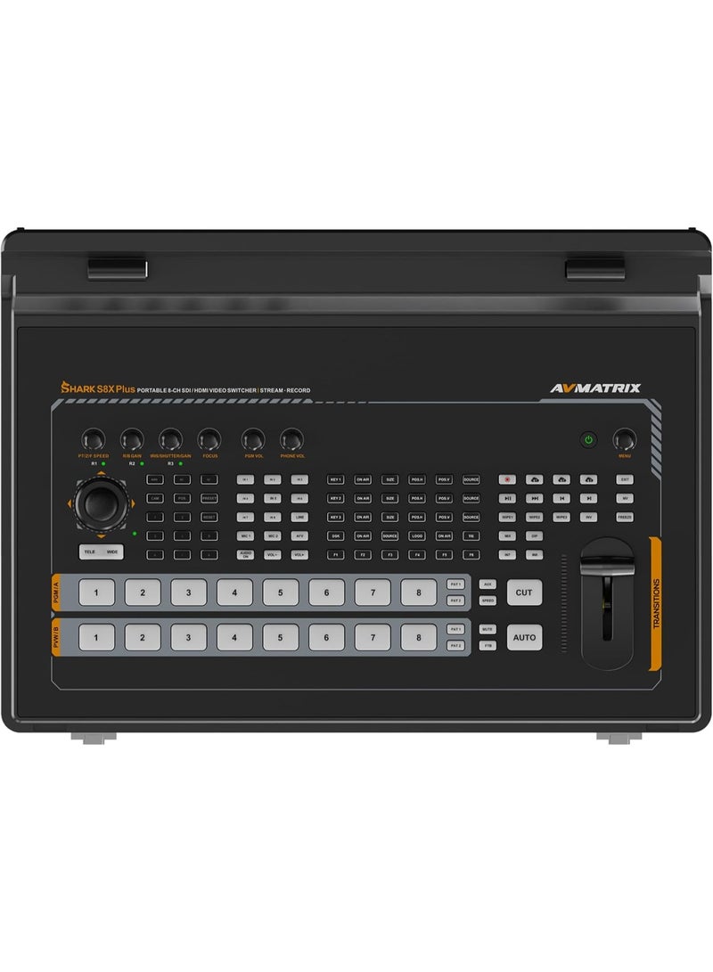 AVMATRIX Shark S8X Plus Professional 17.3 Inch Portable Video Switcher with 8 Channel SDI HDMI Inputs Full HD IPS Display NDI RTMP SRT Streaming Recording Chroma Key PTZ Control - Image 4