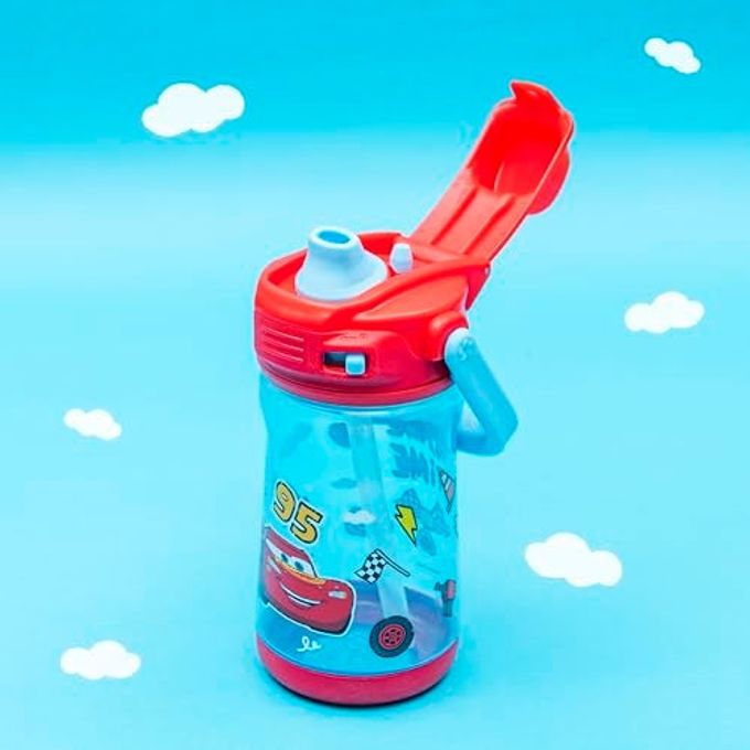 Zak Designs Disney Pixar Cars Beacon Kid Water Bottle for Travel or At Home, 12oz Plastic is Durable and Leak-Proof with Liquid Lock Spout, Cover, Carry Handle, Protective Base (Lightning McQueen) - Image 2