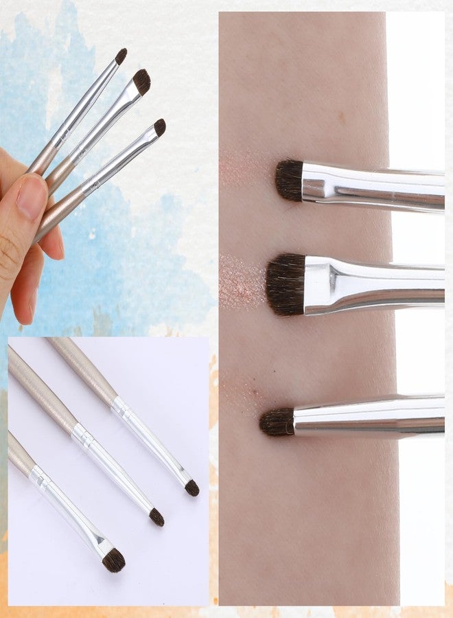 Bremorou 3 Pcs Eyeliner Smudge Brush Flat Eyeliner Brush for Eyeshadow Brushes Mini Eyeliners Brushes Fit Powder Gel Cream Liquid Concealer Blending Corner Highlighter Women Festival Gifts Light Gold - Image 5