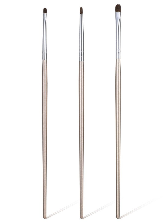 Bremorou 3 Pcs Eyeliner Smudge Brush Flat Eyeliner Brush for Eyeshadow Brushes Mini Eyeliners Brushes Fit Powder Gel Cream Liquid Concealer Blending Corner Highlighter Women Festival Gifts Light Gold - Image 1