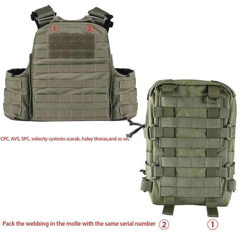 tactifans Tactical Mini Molle Hydration Pack,Molle Hydration Carrier with IFAK Pouch&US Flag&Med Patch,Hydropack for 2L Water Bladder (Ranger Green) - Image 4