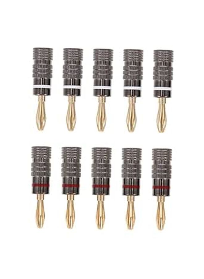 4mm Gold Plated Banana Plug Audio Connector 10 Pack Speaker Wire Easy Installation Home Theater System - Image 1