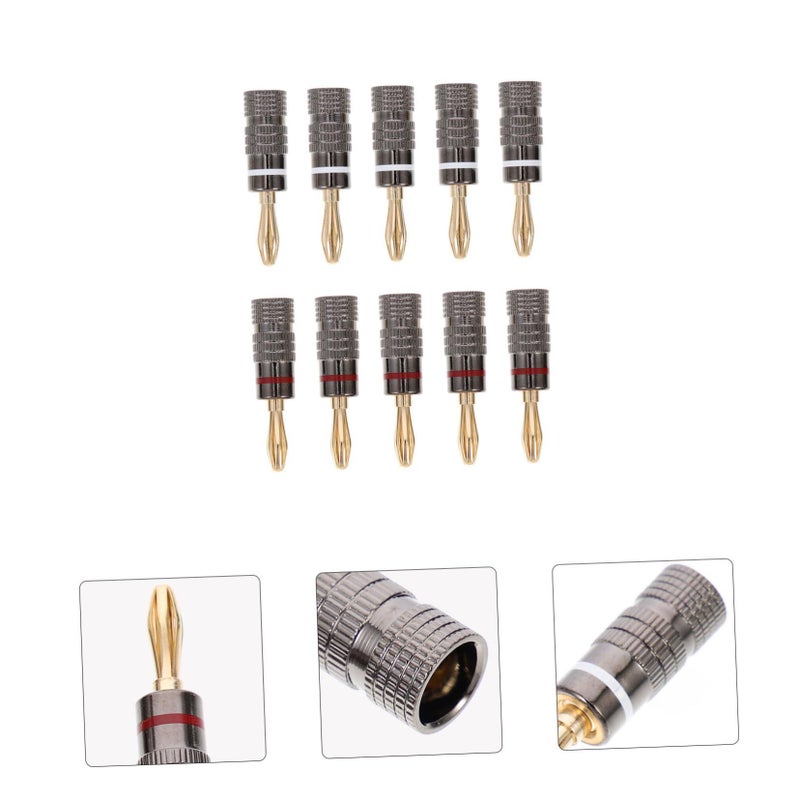 4mm Gold Plated Banana Plug Audio Connector 10 Pack Speaker Wire Easy Installation Home Theater System - Image 4