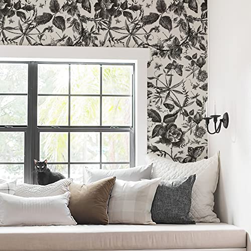 JiffDiff Floral Vintage Wallpaper Peel and Stick，Rose Wallpaper Removable Vinyl Wall Paper Sketch Floral Decor 15.8in x 394in - Image 5
