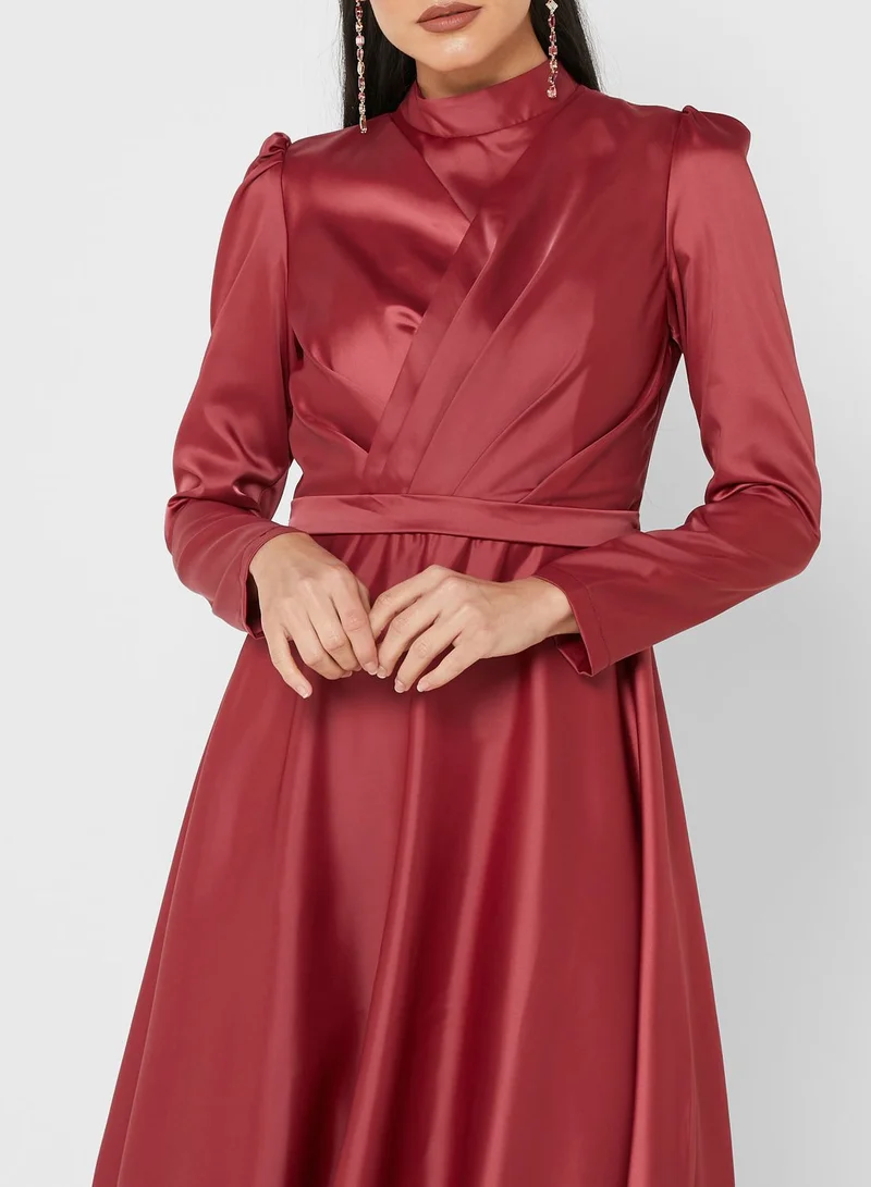 Khizana Puff Sleeve Fit & Flare Dress