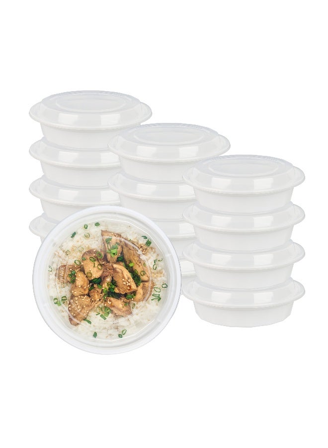 Restaurantware Asporto 24 Ounce To Go Boxes, 100 Microwavable Take Out Food Containers - Clear Plastic Lids Included, Do Not Contain BPA, White Plastic Catering Food Containers, Disposable, Round - Image 2