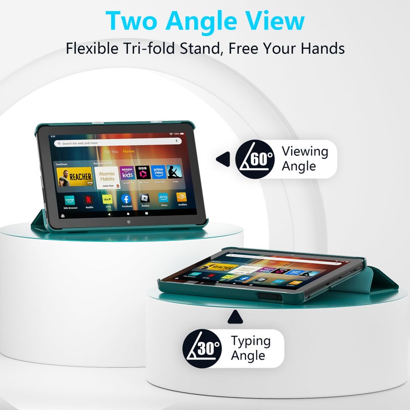 Lainergie New Amazon Fire HD 8 Tablet Case (12th/10th Generation, 2024/2022/2020 Release), Lainergie Slim Light Smart Trifold Stand PU Lether Cover with Auto Wake/Sleep Incompatible with Old Version, Emerald - Image 4