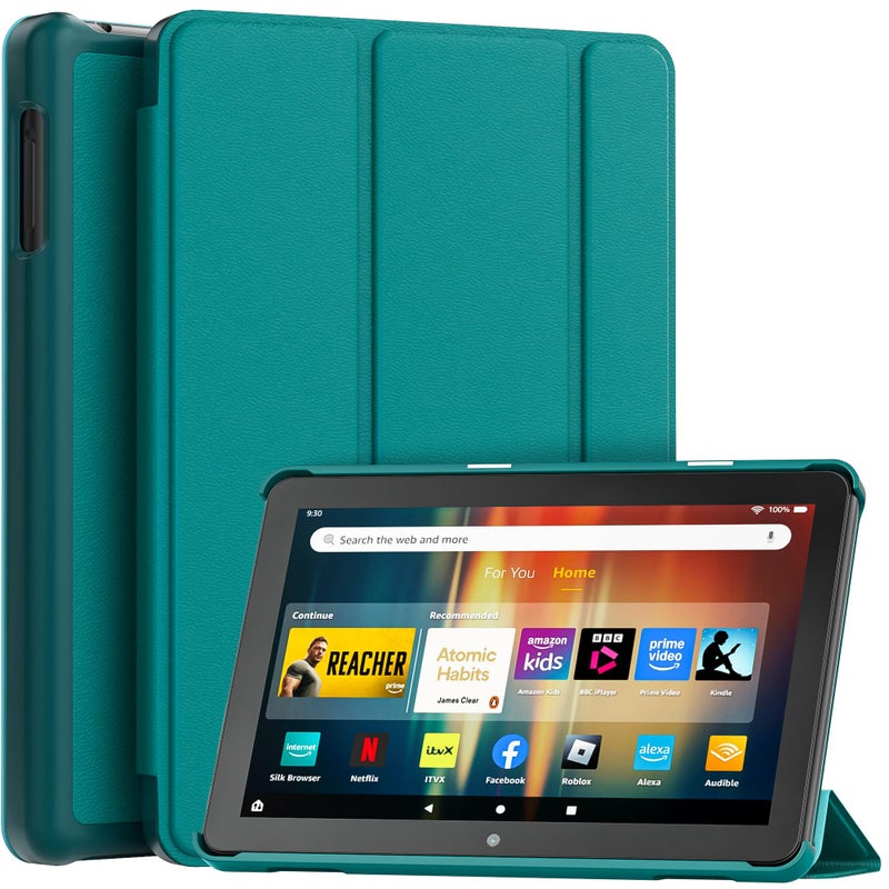 Lainergie New Amazon Fire HD 8 Tablet Case (12th/10th Generation, 2024/2022/2020 Release), Lainergie Slim Light Smart Trifold Stand PU Lether Cover with Auto Wake/Sleep Incompatible with Old Version, Emerald - Image 1