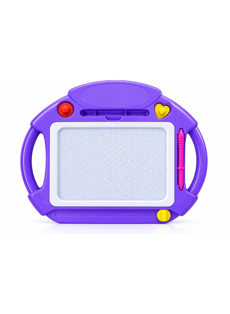 First Choice Magnetic Drawing Board for Kids – Reusable Magnetic Write-and-Erase Board with Pen and Stamps; Educational Toy for Developing Drawing and Writing Skills for Boys and Girls; Size 30 x 25 cm (Assorted Colors) - Image 1