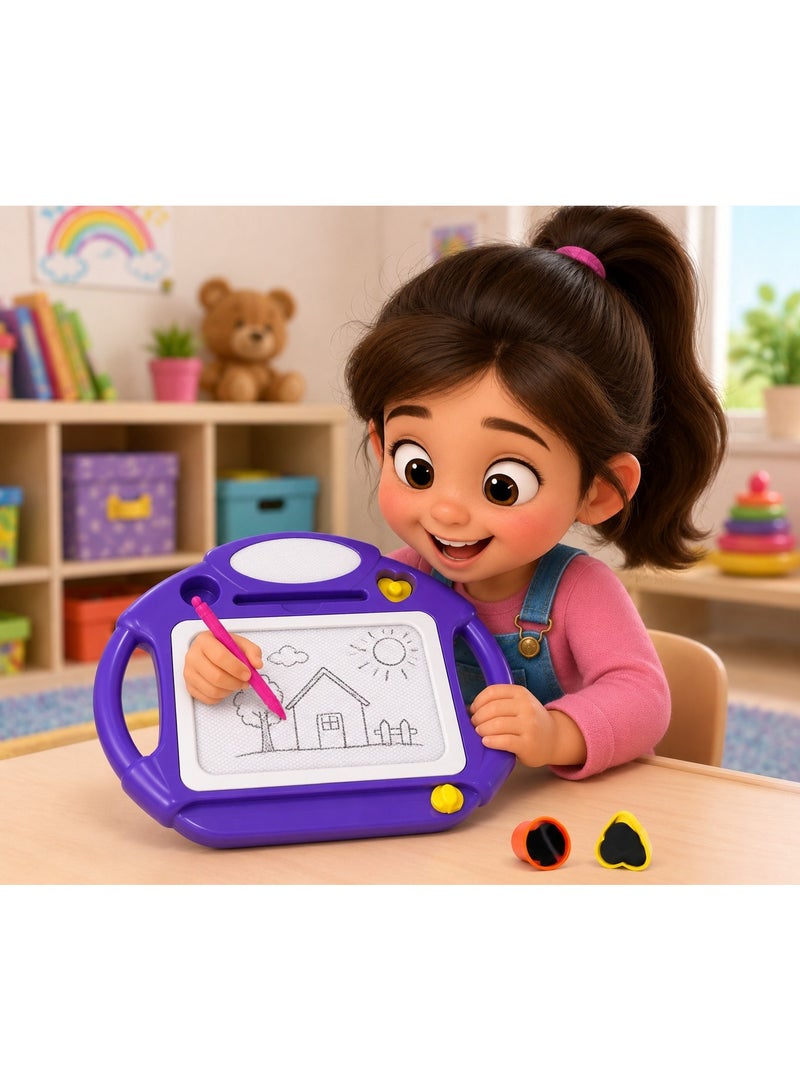 First Choice Magnetic Drawing Board for Kids – Reusable Magnetic Write-and-Erase Board with Pen and Stamps; Educational Toy for Developing Drawing and Writing Skills for Boys and Girls; Size 30 x 25 cm (Assorted Colors) - Image 5
