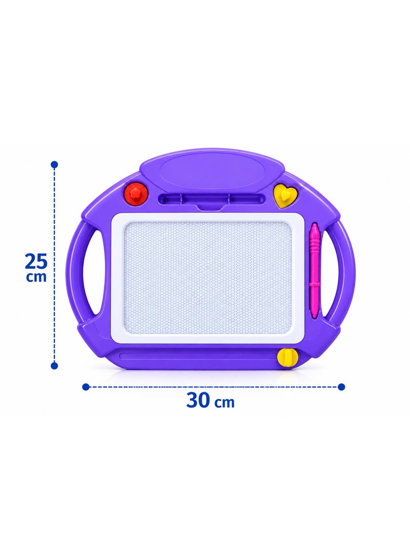 First Choice Magnetic Drawing Board for Kids – Reusable Magnetic Write-and-Erase Board with Pen and Stamps; Educational Toy for Developing Drawing and Writing Skills for Boys and Girls; Size 30 x 25 cm (Assorted Colors) - Image 4