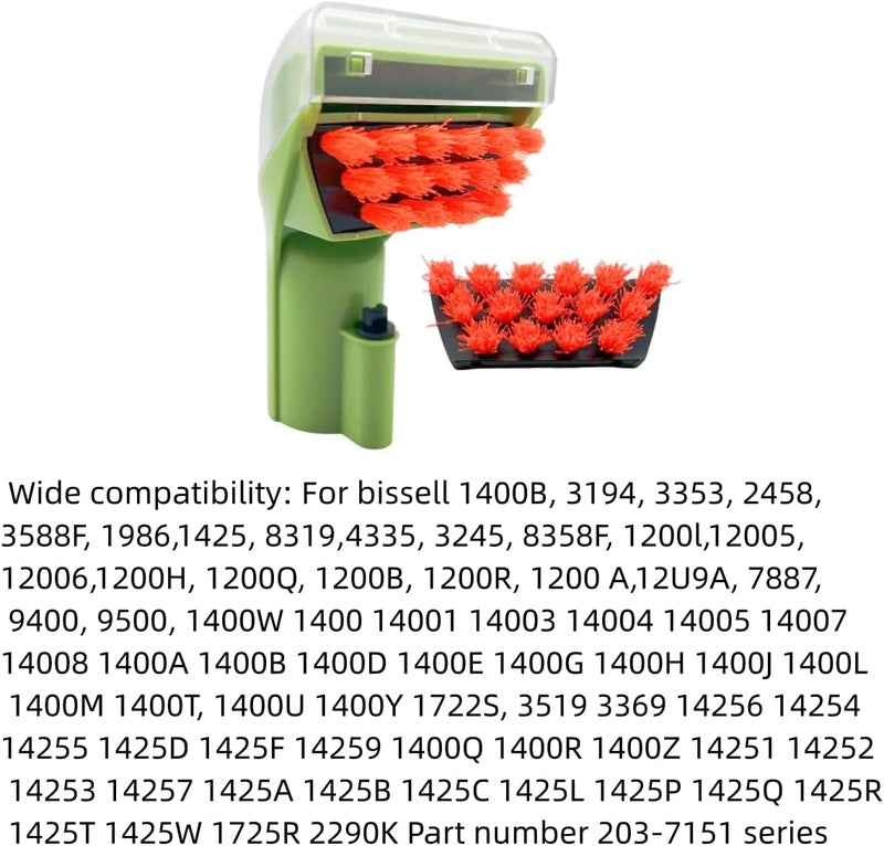 QINAN 1400 قطع غيار وملحقات متوافقة مع bissell 1400B 3194 3353 2458 3588F 1986 1425 أداة فرشاة البقع الصعبة ملحقات خضراء (أخضر 1+1) - Image 2