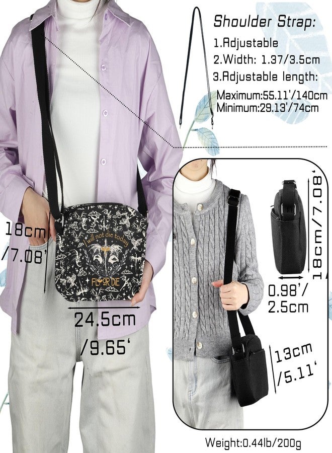 TOBGBE F Wing Book Series Merch I Will Not Die Today Crossbody Bag Dragon Rider Gifts YA Fantasy Novel Inspired Shoulder Bag (I Will Not Die Today Black H CB) - Image 4