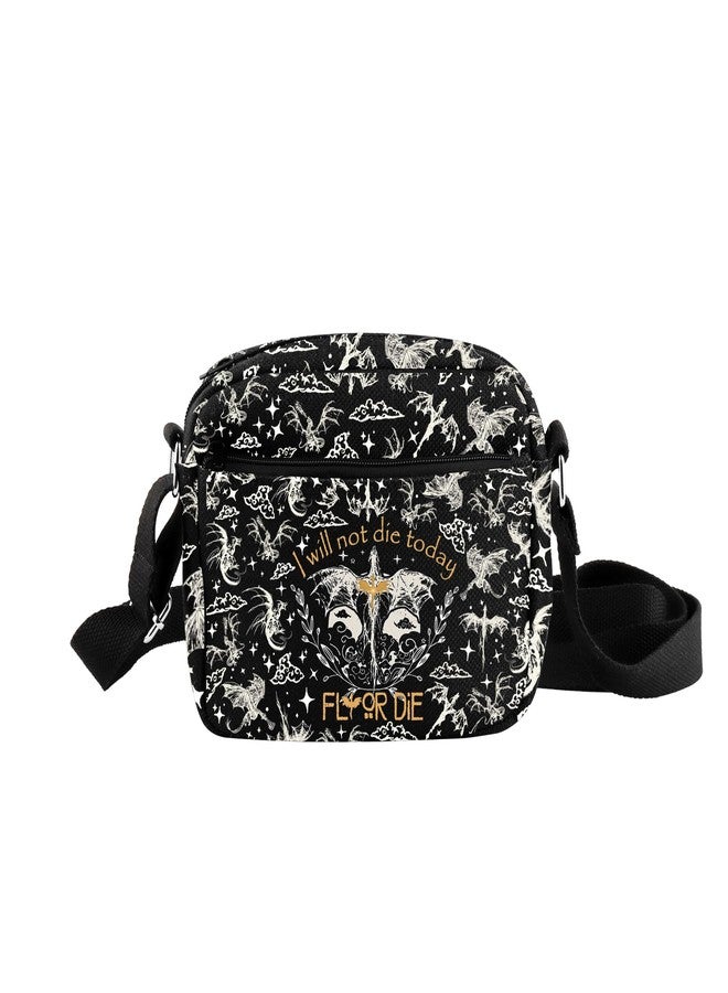 TOBGBE F Wing Book Series Merch I Will Not Die Today Crossbody Bag Dragon Rider Gifts YA Fantasy Novel Inspired Shoulder Bag (I Will Not Die Today Black H CB) - Image 1