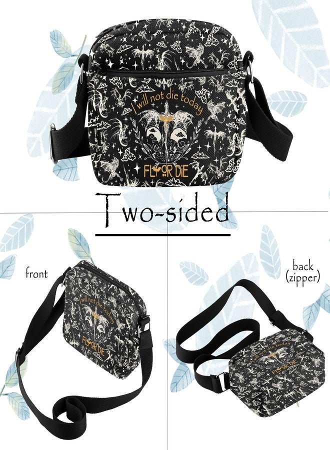 TOBGBE F Wing Book Series Merch I Will Not Die Today Crossbody Bag Dragon Rider Gifts YA Fantasy Novel Inspired Shoulder Bag (I Will Not Die Today Black H CB) - Image 2