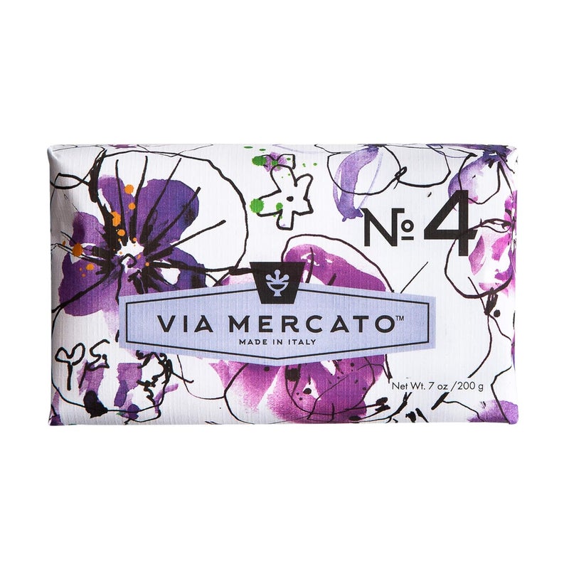 Via Mercato Italian Soap Bar 200 g No 4  Violets Magnolia  Amber 