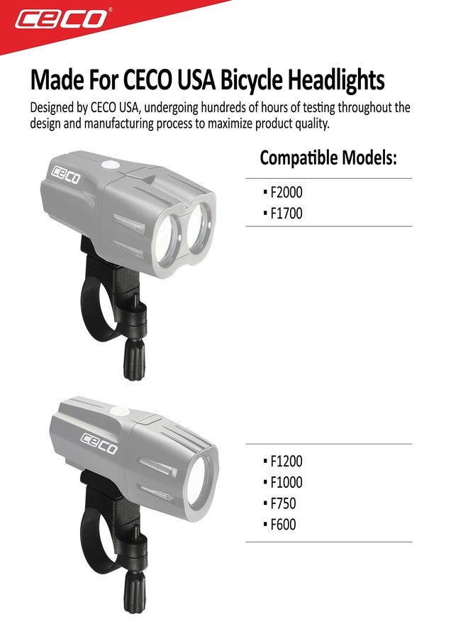 CECO USA F2000 and F1700 Series Headlight Hard Handlebar Mount, Heavy Duty Hard Mount Clamps to 22 to 32mm Diameter Bicycle Handlebars, for F Series Bicycle Light Only, OEM, Original, Quality - Image 4