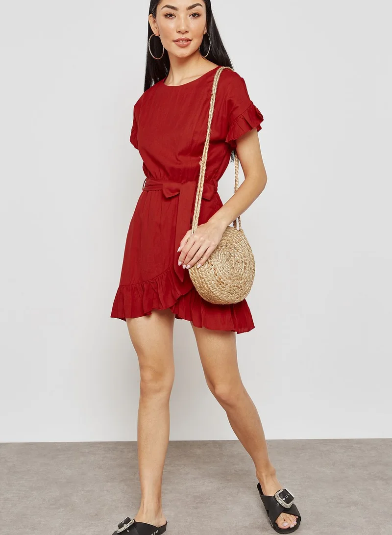 FOREVER 21 Tie Waist Frill Detail Dress