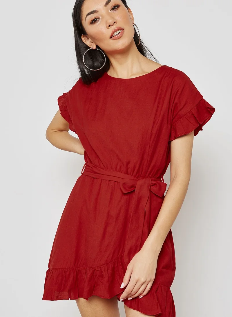 FOREVER 21 Tie Waist Frill Detail Dress