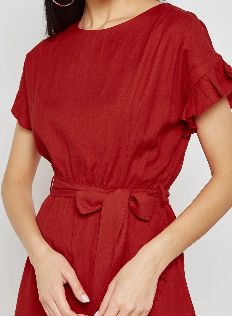 FOREVER 21 Tie Waist Frill Detail Dress
